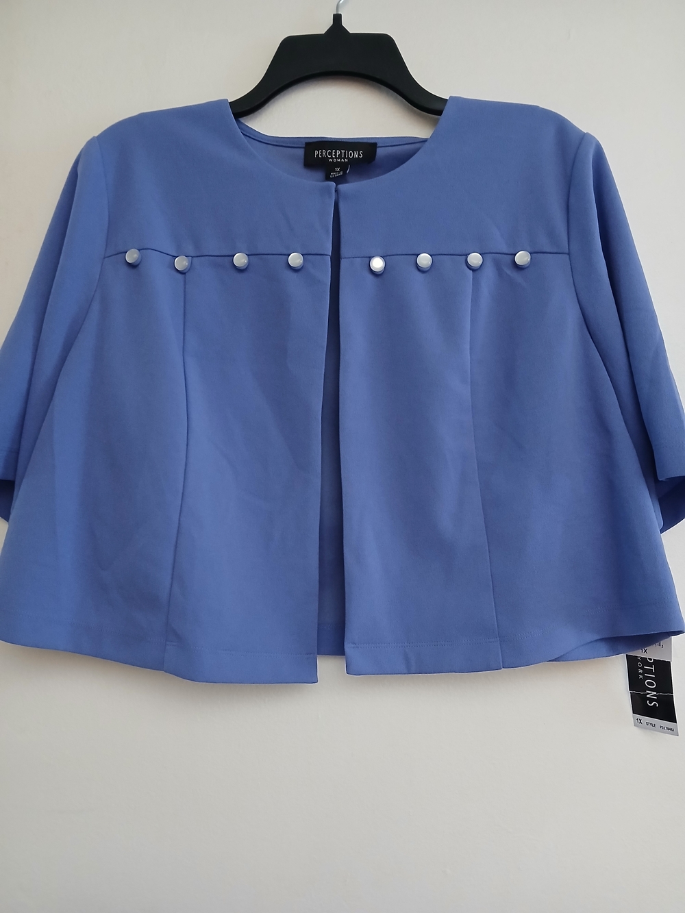 Perceptions Purple/Navy Short Sleeve Jacket Size 1X Casual New $17